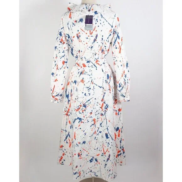 New Ralph Lauren Collection Anakin dress 10 stretch linen paint splatter $2790 - Picture 3 of 13